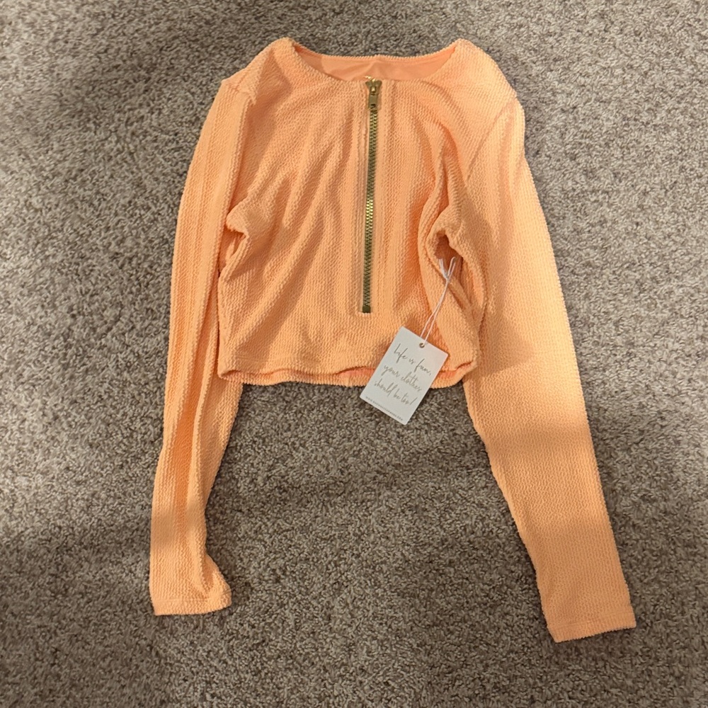 Orange Zip-Up Scrunch Swim Top by Show Me Your Mumu
